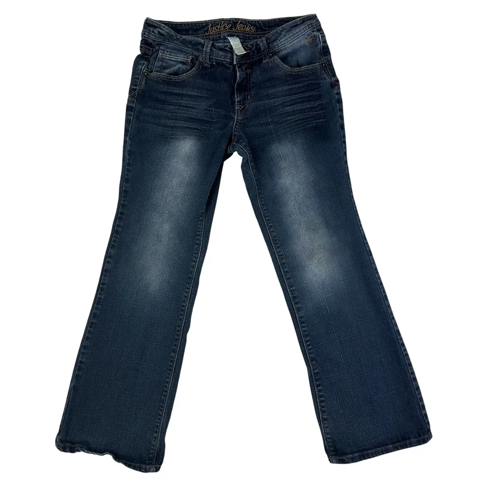 Justice Girls Simply‎ Low Bootcut Jeans Dark Wash Size 12.5 Stretch Denim Y2K